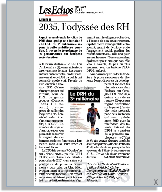 image article des Echos, 9 octobre 2007.